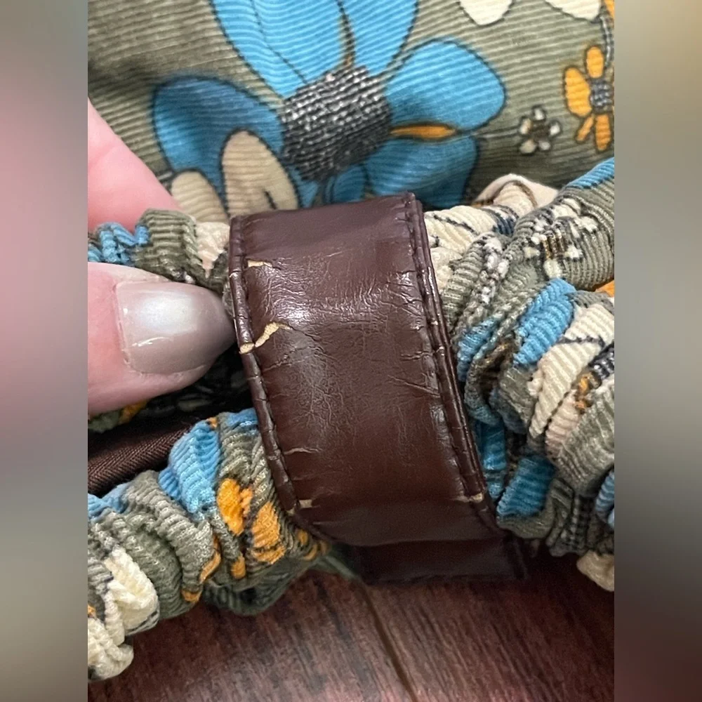 Vintage hobo 70s corduroy floral purse, shoulder bag tote